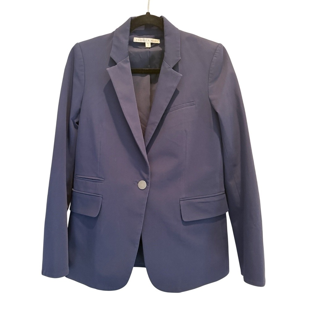 Veronica Beard Blazer Jacket Size 10 Navy One Button Career Office Business Work